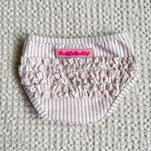 Ruffle Butts Pink & White Seersucker Swim Bottoms